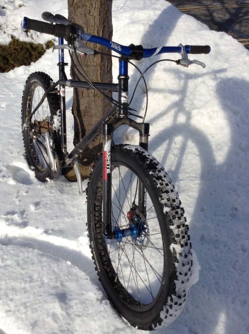 My Surly Troll snow bike gets used to the snow